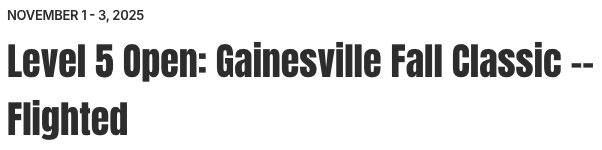 Level 5 Open: Gainesville Fall Classic